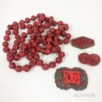 Group of Faux Cinnabar Jewelry