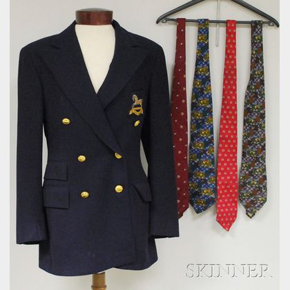 Men's Polo Ralph Lauren for Saks Fifth Avenue Navy Blue Blazer and Four Neckties