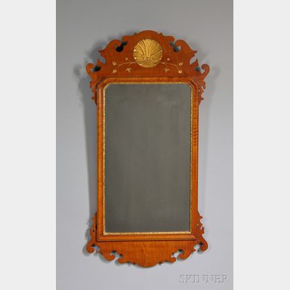 Irving & Casson/A.H. Davenport Chippendale-style Parcel-gilt and Carved Tiger Maple Mirror