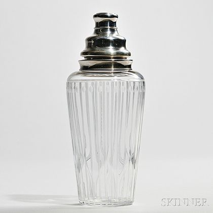 Hawkes Sterling Silver-mounted and Cut Glass Cocktail Shaker