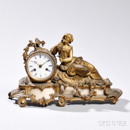 Gilt Figural Mantel Clock