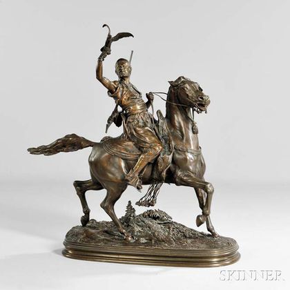 After Pierre-Jules Mêne (French, 1810-1879) Bronze Figure of an Arab on Horseback