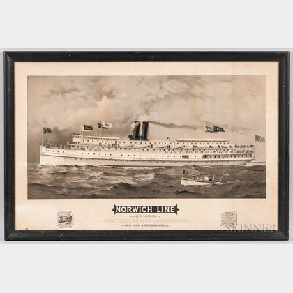 Norwich Line Steamship Line Advertising Lithograph