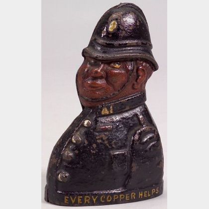 Painted Cast Iron Policeman Bank