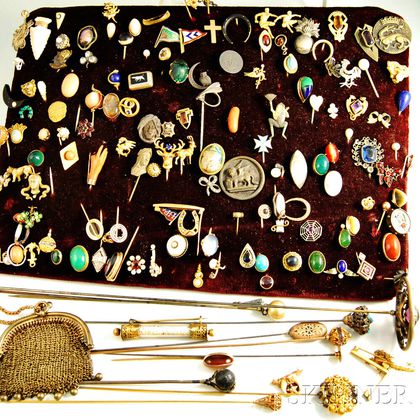 Large Group of Stickpins and Hat Pins