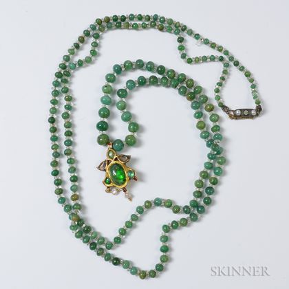 Emerald and Crystal Bead Necklace