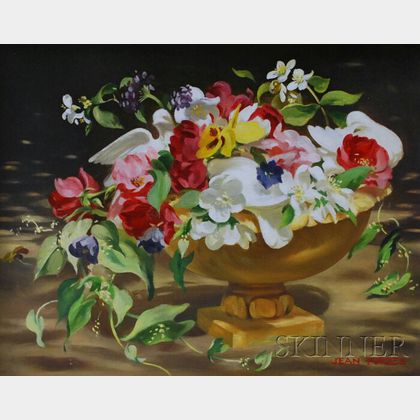 American School, 20th Century Lot of Two Works: Still Life with Flowers