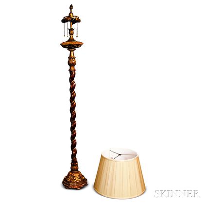 Carved Baroque-style Painted and Parcel-gilt Lamp