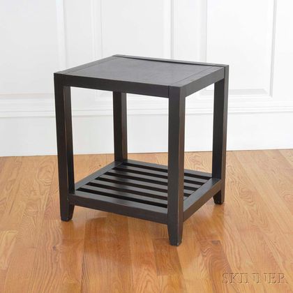 Black-lacquered Oak Cube Occasional Table