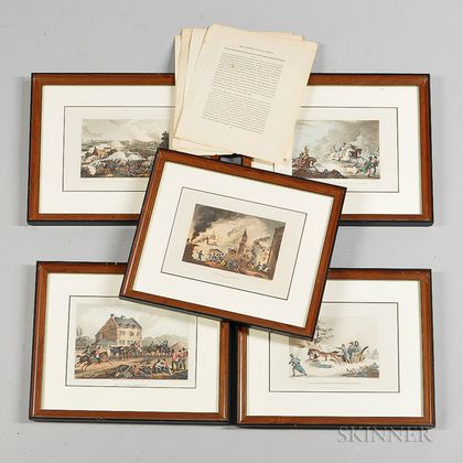Five Framed Prints from James Jenkin's The Martial Achievements of Great Britain and Her Allies from 1799 to 1815