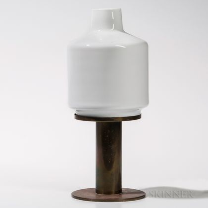 Hans-Agne Jakobsson Brass Table Lamp with White Glass Shade