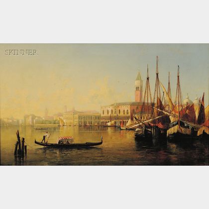 T. Defrees (American, fl. 1878-1887) Venice-Morning, Doges Palace, Domes and Tower of St. Marks in the Middle Distance