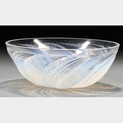 Rene Lalique Opalescent Fleurons Art Glass Bowl