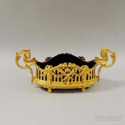 French-style Gilt-metal and Ceramic Jardiniere