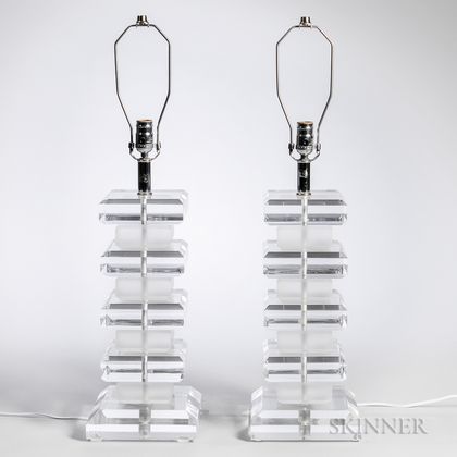 Pair of Karl Springer Style Table Lamps 