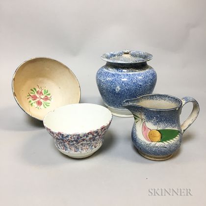 Four Ceramic Spatterware Items