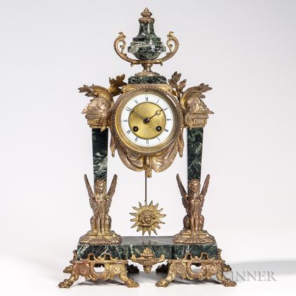 Gilt-bronze and Marble Mantel Clock