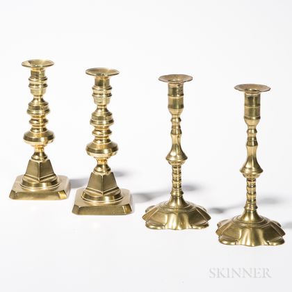 Two Pairs of Brass Candlesticks