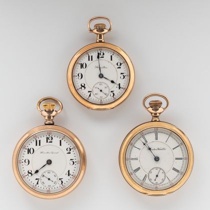 Three Hamilton Watch Co. Open-face Watches