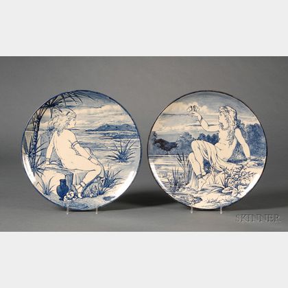 Pair of Mintons Handpainted Earthenware Chargers