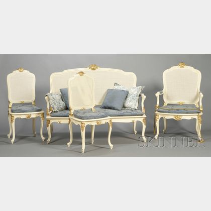 Louis XV-style Painted and Parcel-gilt Seating Suite