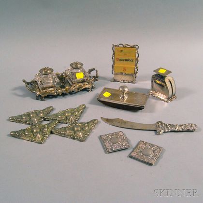 Assembled Sterling Silver and Silver-plated Desk Set