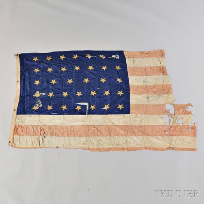 Thirty-four-star Silk Flag from the USS Hartford 