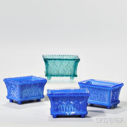 Four Pressed Glass Gothic Arch Pattern Open Salts