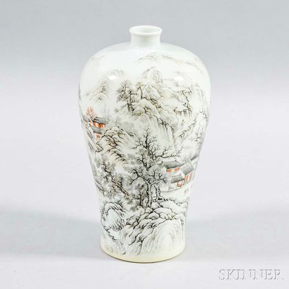 Enameled Porcelain Meiping Vase