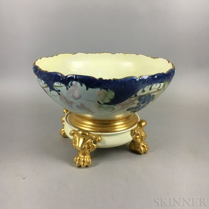 Limoges Porcelain Grapevine-decorated Bowl-on-stand