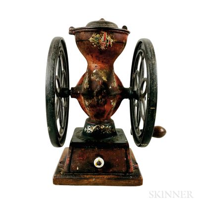 Enterprise Red-painted Cast Iron Table-top Coffee Grinder