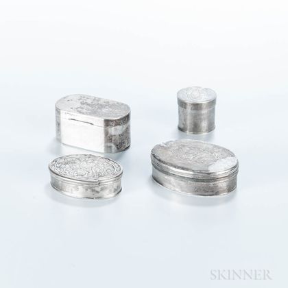 Four Small Engraved Silver Boxes