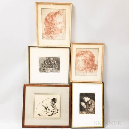Five Framed Works on Paper
