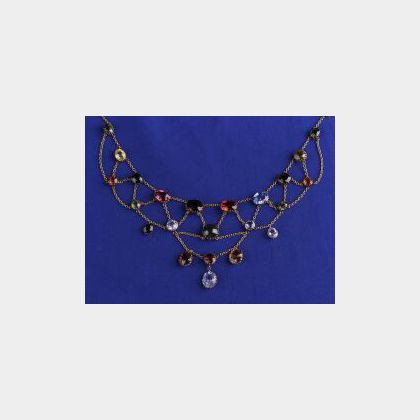Multi-color Sapphire and Gem-set Bib Necklace