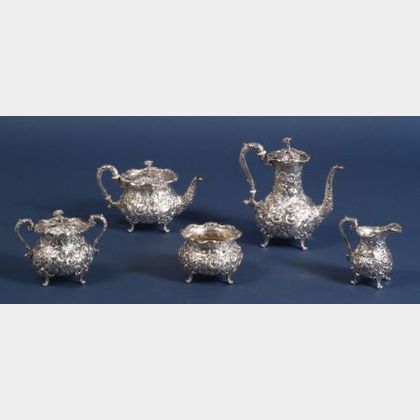 S. Kirk & Son Inc. Five Piece Sterling Repousse Tea and Coffee Service