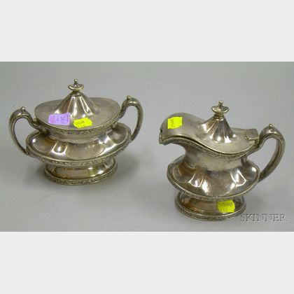 Reed & Barton Silver Soldered Covered Sugar and Creamer. 