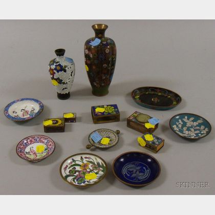 Approximately Fourteen Cloisonne Table and Decorative Items