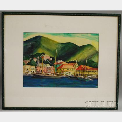 Charlotte Harrington Scott (American, 1905-1963) St. Croix Harbor Scene