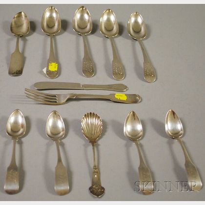 Twelve Mostly New York Coin Silver Flatware Items