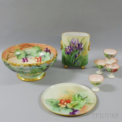Eight Pieces of Hand-painted Limoges Porcelain