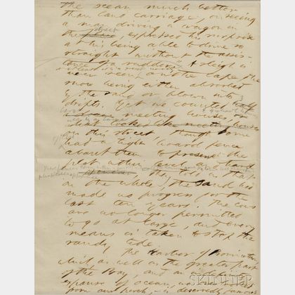 Thoreau, Henry David (1817-1862) Autograph Manuscript Leaf from Cape Cod