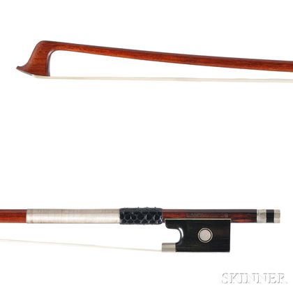 Nickel-mounted Violin Bow, Workshop of Ludwig Bausch