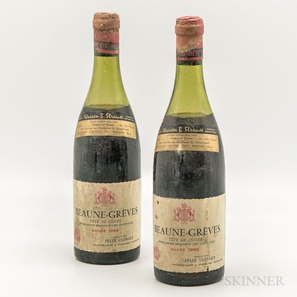 Felix Clerget Beaune Greves Tete de Cuvee 1966, 2 bottles 