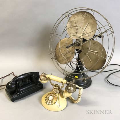 Robbins & Myers Fan and Two Rotary Telephones. Estimate $150-250