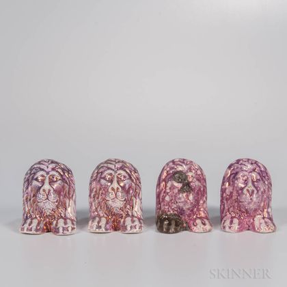 Four Pink Lustre Decorated Furniture Supports