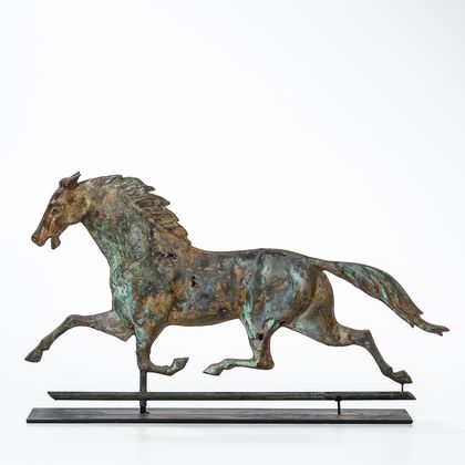 Molded Sheet Copper and Cast-Iron Running Horse Weathervane