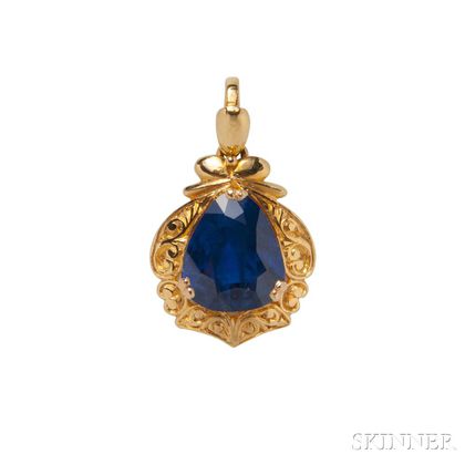 High-karat Gold and Sapphire Pendant