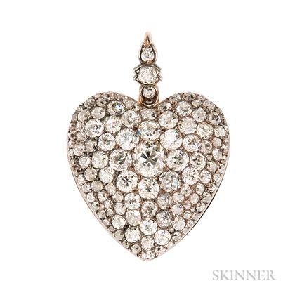 Fine Antique Diamond Heart Pendant