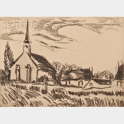 Maurice de Vlaminck (French, 1876-1958) Une église dans le Vexin
