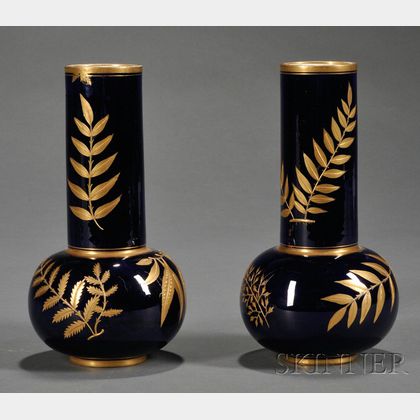 Pair of Royal Worcester Porcelain Japanese-style Vases